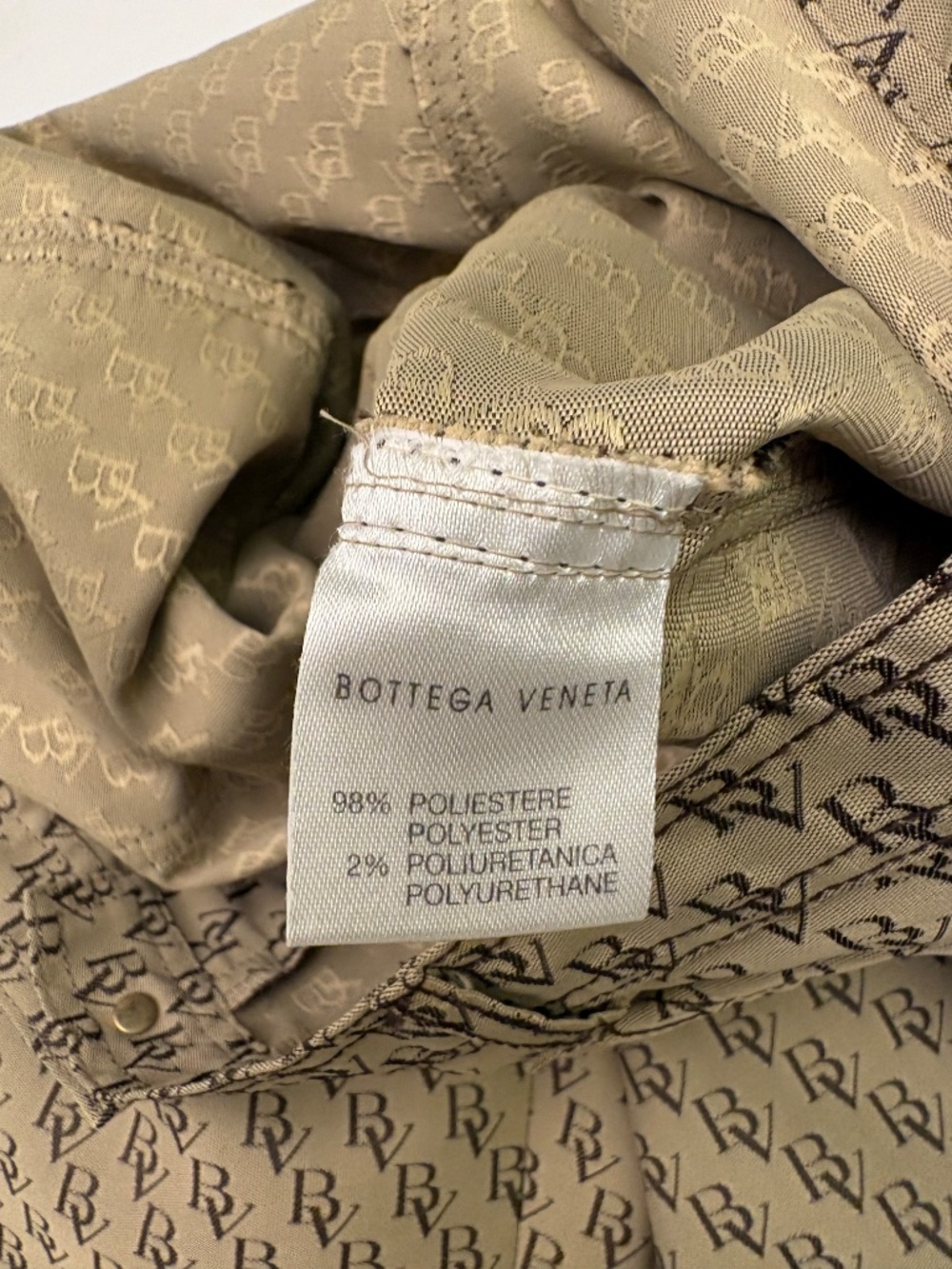 Bottega Veneta tan, brown logo straight leg pants. - Picture 10 of 14